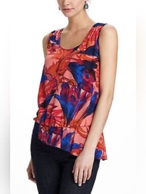 Anthropologie Leifsdottir Silk Faux Wrap Malva Sleeveless Blouse Size 8